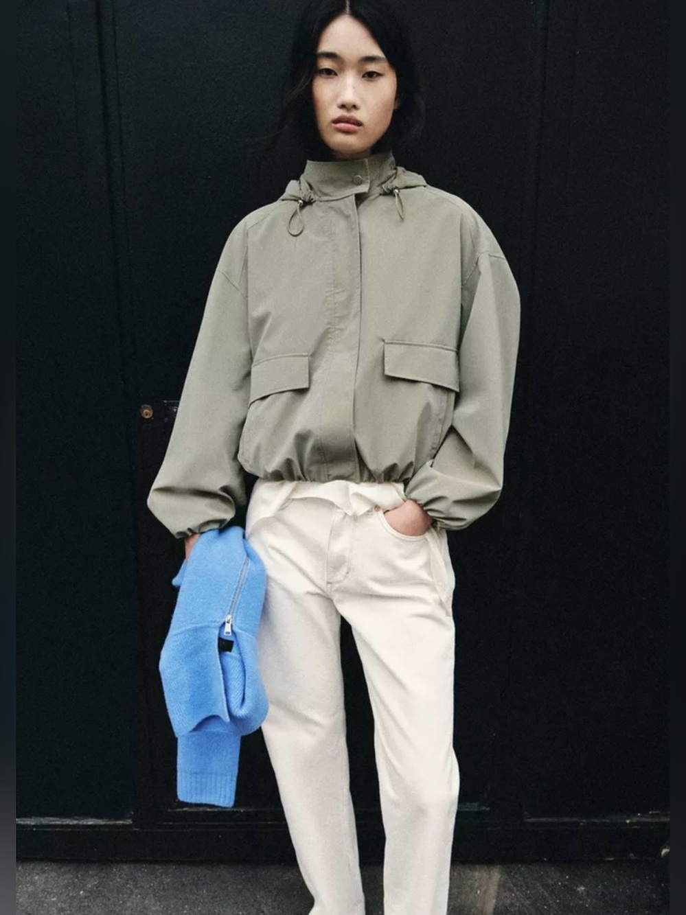 ZARA COATED HOODED JACKET - Sz L